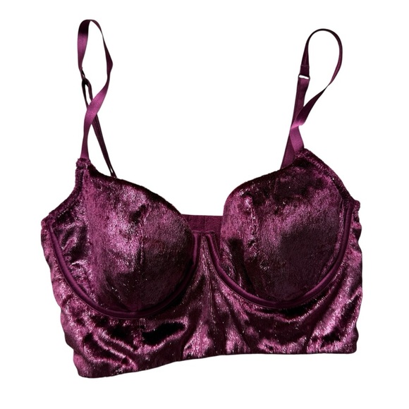 Victoria's Secret Very Sexy Velvet Balconette Bra Maroon 32C Women Underwire - Picture 2 of 5